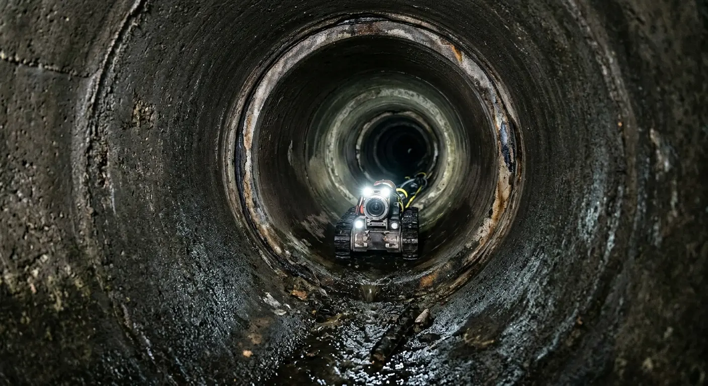 Robotic sewer camera inspecting pipe interior for Sewer Line Repair in Carrollwood